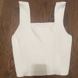 SHEIN Cream Sleeveless Fitted Crop Tank Top